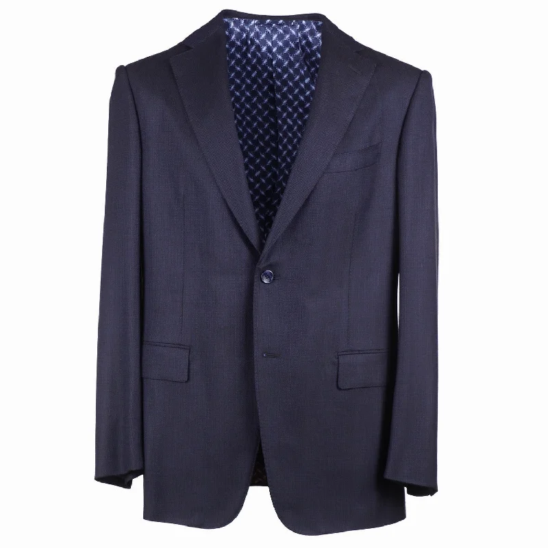 Men's modern tuxedo jacket for business reception -Zilli Herringbone Wool and Silk Suit