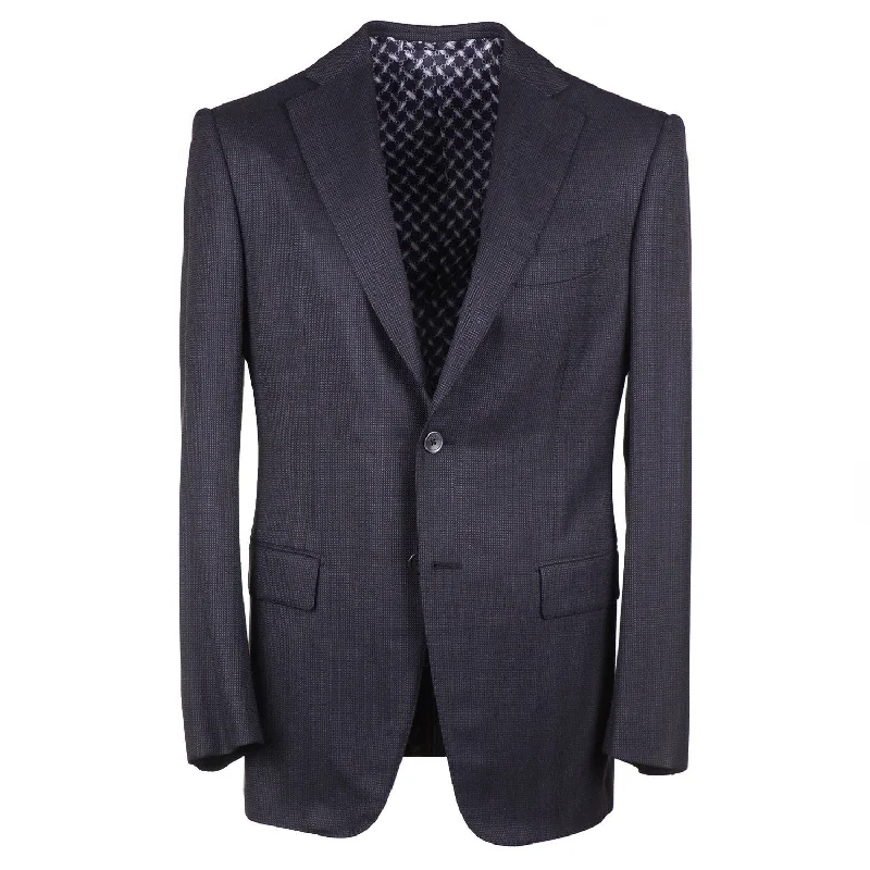 Men's designer tuxedo for office events -Zilli Herringbone Wool and Silk Suit