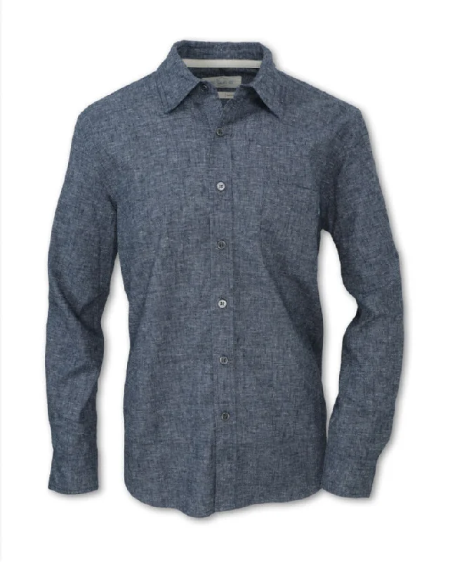 Men’s trendy checkered button-up shirt -SLUB HEMP BLEND SHIRT