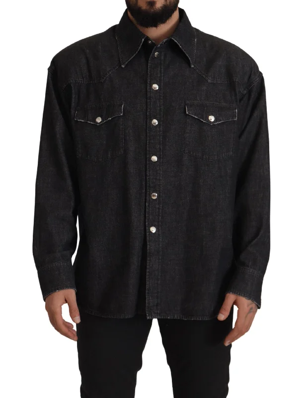 Men’s office plaid shirt with long sleeves -Dolce & Gabbana Elegant  Cotton Blend Casual Men's Shirt