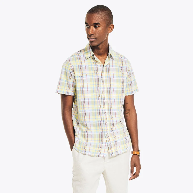 Men’s plaid button-up shirt for professional meetings -Nautica Mens Madras Plaid Short-Sleeve Shirt