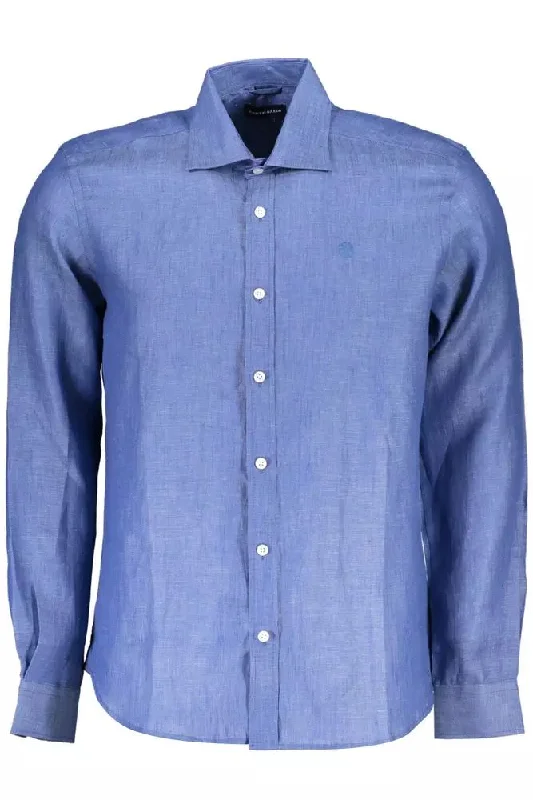 Men’s office casual checkered button-up shirt -North Sails Elegant  Linen Long-Sleeve Men's Shirt