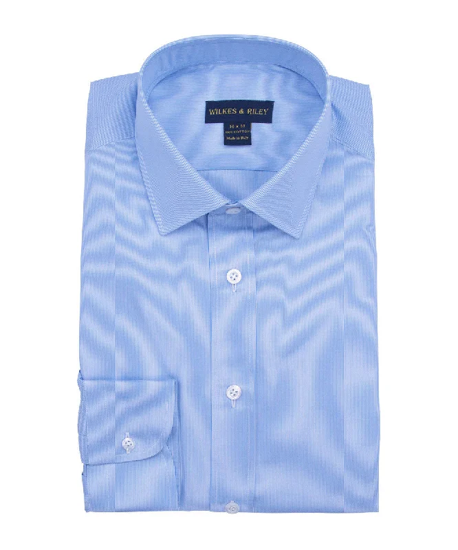 Men’s plaid dress shirt for casual office wear -Tailored Fit Fineline Stripe w/ White Ground Spread Collar Dress Shirt