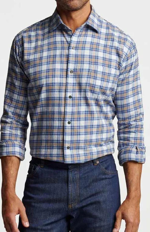 Men’s formal plaid shirt for work meetings -Arcadia Falls Cotton Sport Shirt In Ocean Blue