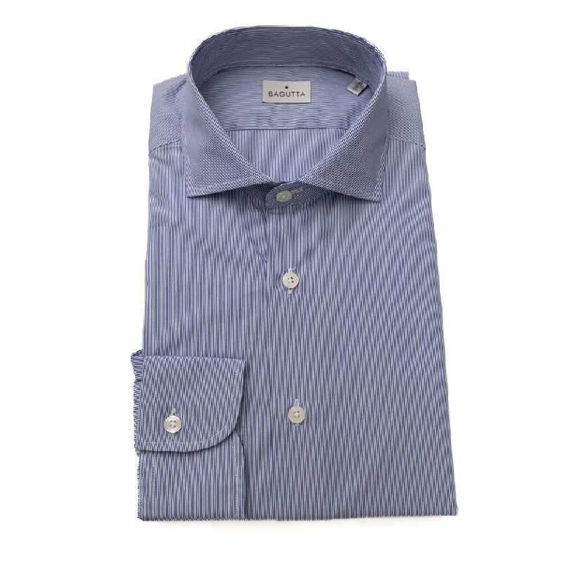 Men’s classic plaid shirt for office workwear -Bagutta blue Cotton Men's Shirt