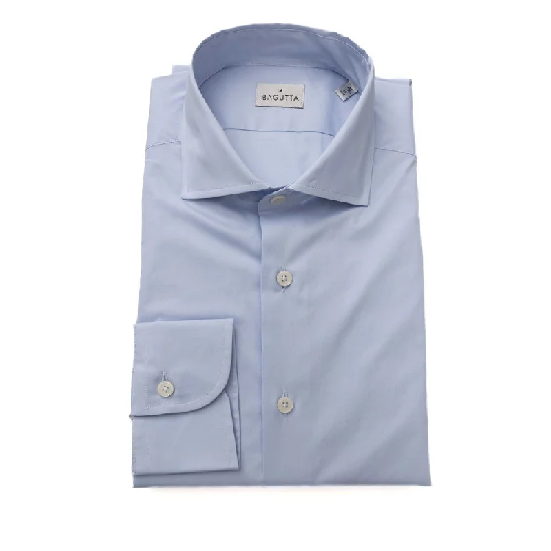 Men’s plaid shirt for formal business meetings -Bagutta blue Cotton Men's Shirt