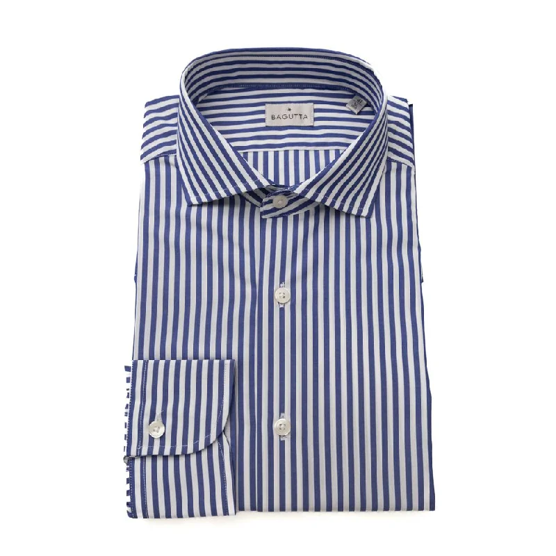 Men’s comfortable plaid button-up shirt for work -Bagutta blue Cotton Men's Shirt