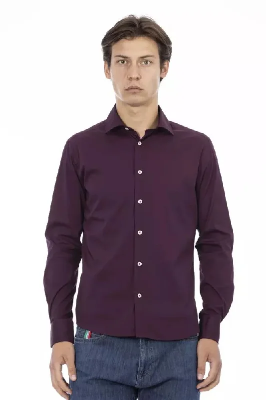 Men’s business plaid shirt with short sleeves -Baldinini Trend  Cotton Men's Shirt