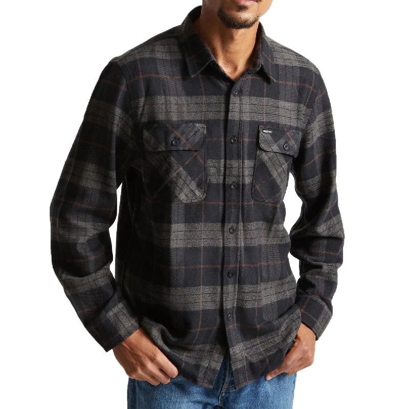 Men’s formal plaid shirt for business lunch -Brixton Bowery Long Sleeve Shirt - Black/Charcoal