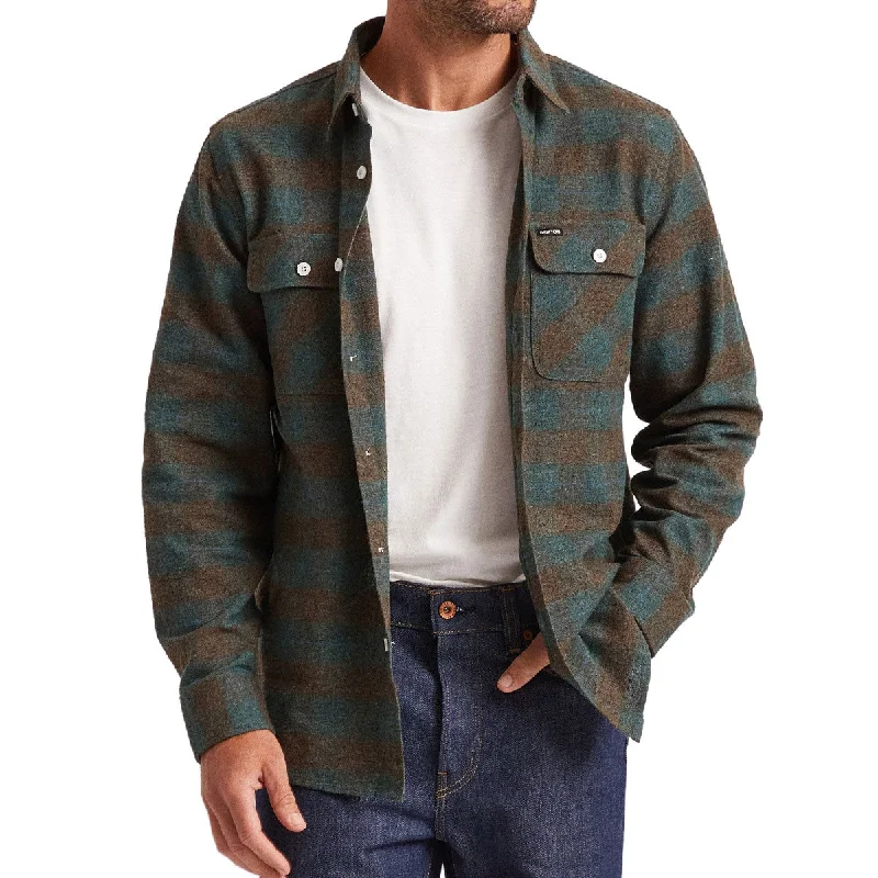 Men’s business plaid shirt with slim fit design -Brixton Bowery Long Sleeve Shirt - Ocean