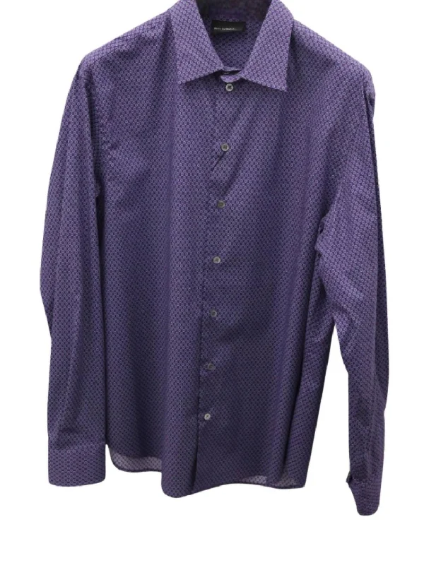 Men’s professional plaid button-up shirt for office use -Button Down Shirt In Purple