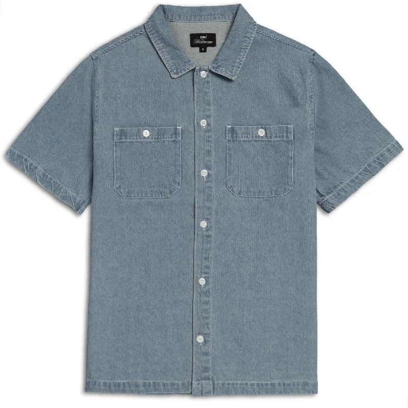 Men’s checkered shirt for office casual wear -CCS Heavy Denim Work Shirt - Light Blue