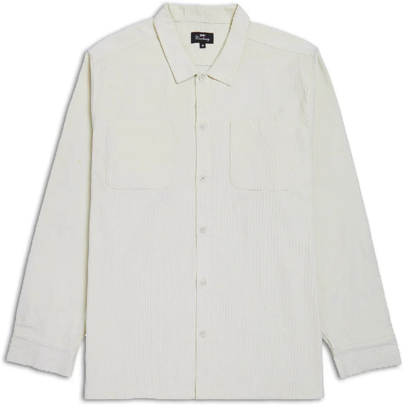 Men’s plaid button-up shirt with modern design -CCS Long Sleeve Corduroy Shirt - Off White