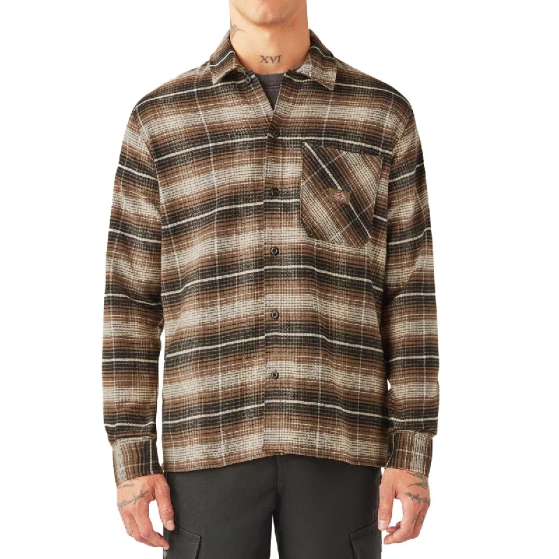 Men’s stylish checkered shirt for casual office wear -Dickies Forest Check Shirt - Mushroom