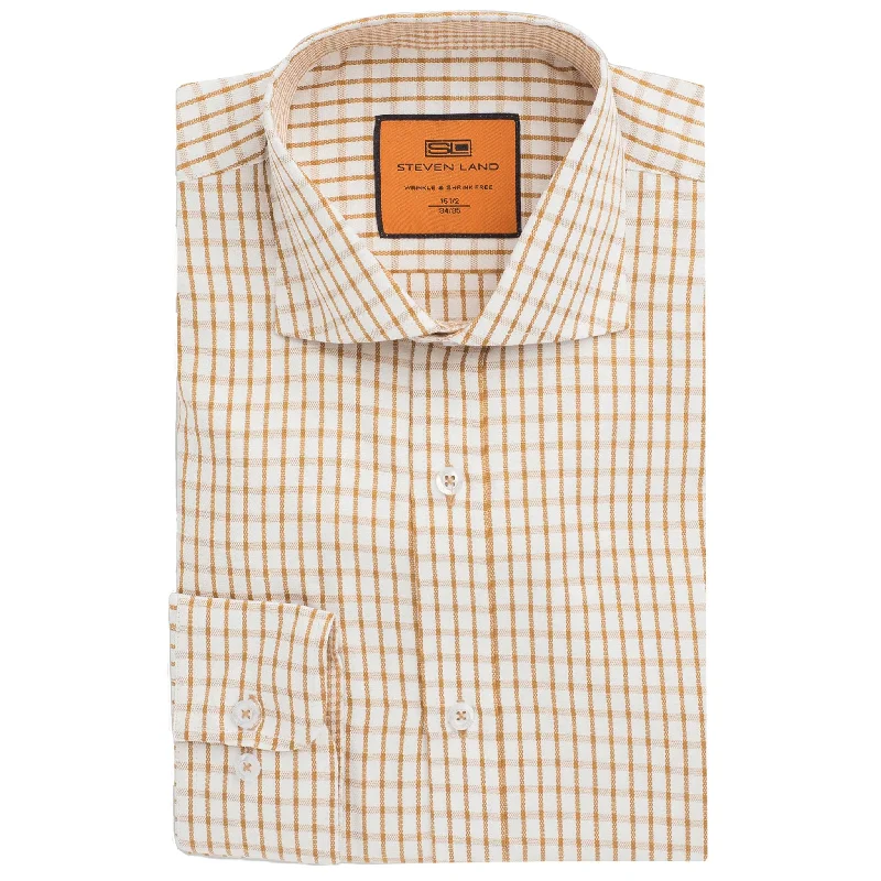 Men’s slim-fit cotton checkered dress shirt -STEVEN LAND SHIRT/Dm276