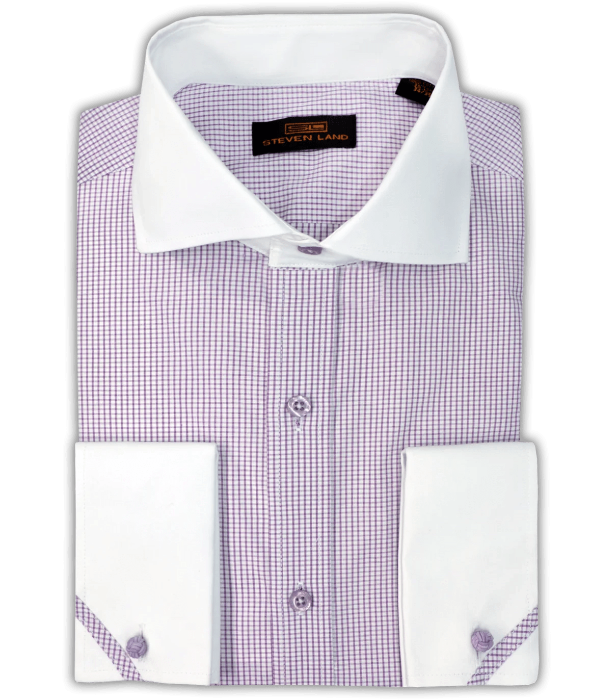 Men’s cotton plaid shirt for work lunch -Steven Land Dress shirt | Lowell | Spread Collar | Button Cuff | 100% Cotton/Ds2316