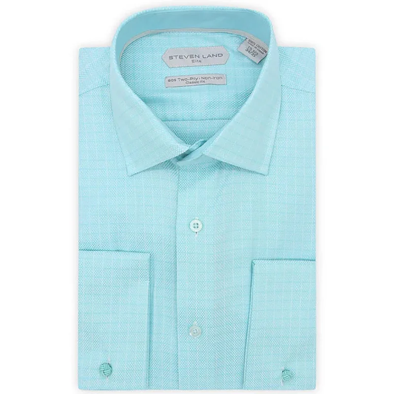 Men’s breathable plaid button-up shirt for business -Steven Land Elite | Non Iron Weave Check Dress Shirt/Dsw2108