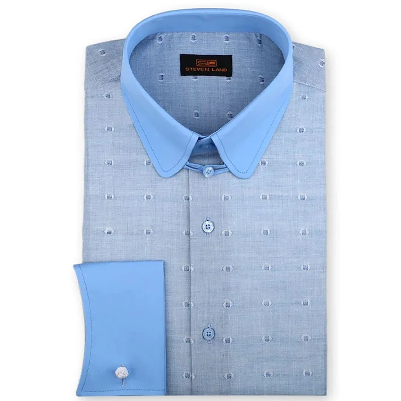 Men’s office plaid shirt with slim fit -Steven Land | Melange Dot Shirt | Club Collar With Tab/Dw1829