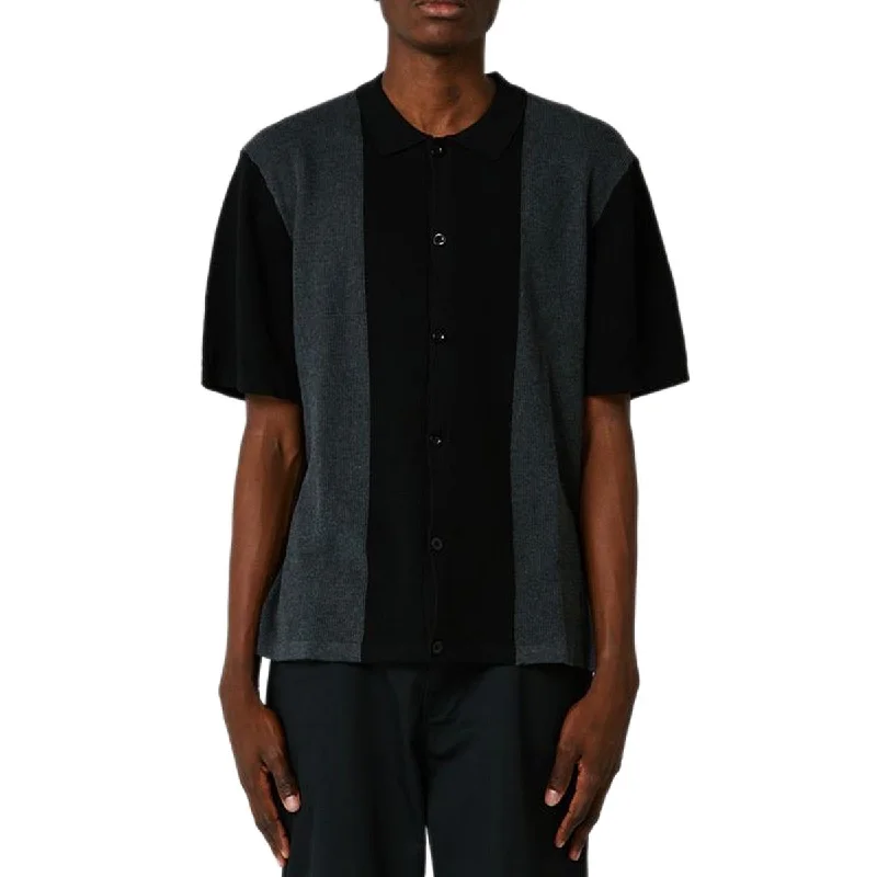 Men’s office-ready plaid shirt with pocket -Former Marilyn Knit Shirt - Black Charcoal