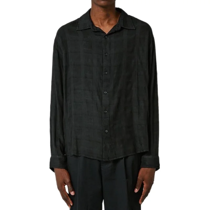 Men’s office-ready plaid shirt for work events -Former Vivian Crux Blur Long Sleeve Shirt - Black