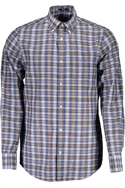 Men’s business plaid button-up shirt for casual wear -Gant Elegant  Button-Down Cotton Blend Men's Shirt