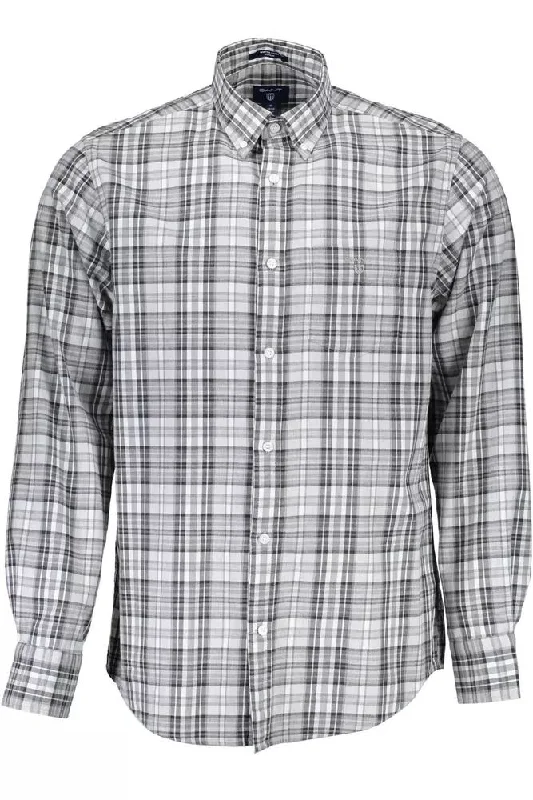 Men’s breathable plaid shirt for business lunch -Gant Elegant  Cotton Long Sleeve Men's Men's Shirt