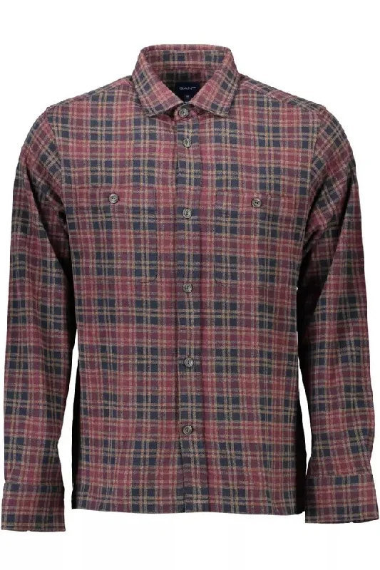 Men’s plaid button-up shirt for formal meetings -Gant Elegant Long-Sleeved  Cotton Men's Shirt