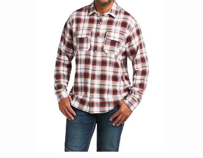 Men’s office-ready plaid shirt for work events -Hayne Retro Fit Long Sleeve Snap Western Shirt In Vanilla Ice