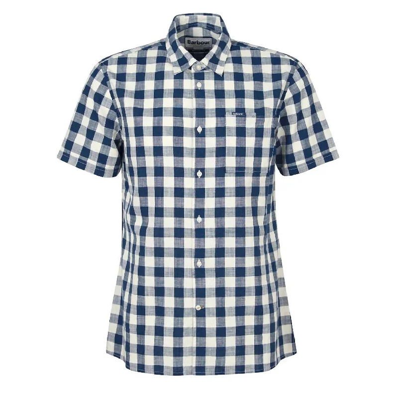 Men’s business-ready plaid shirt with chest pocket -Hilson Tailored Shirt In Navy