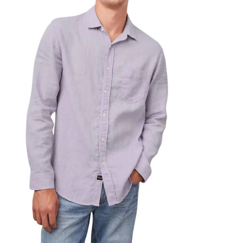 Men’s modern plaid shirt with button cuffs -Men Wyatt In Lavender