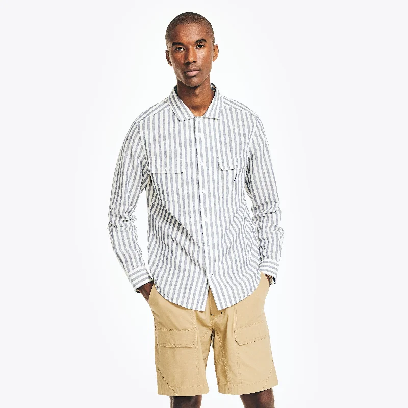 Men’s office plaid shirt with breathable fabric -Nautica Mens Sustainably Crafted Striped Shirt