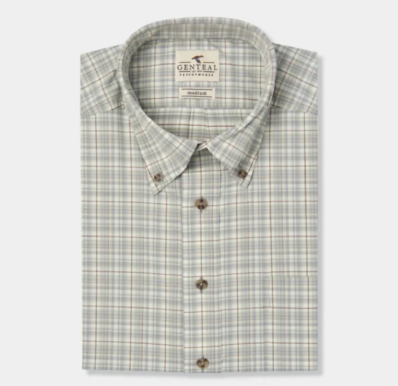 Men’s comfortable plaid shirt for business wear -Performance Dress Shirt In Cactus