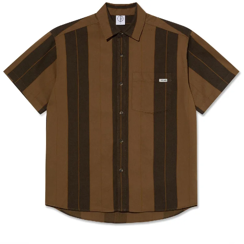 Men’s office casual checkered button-up shirt -Polar Mitchell Shirt - Brown Block