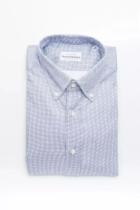 Men’s plaid dress shirt for casual office wear -Robert Friedman blue Cotton Men's Shirt