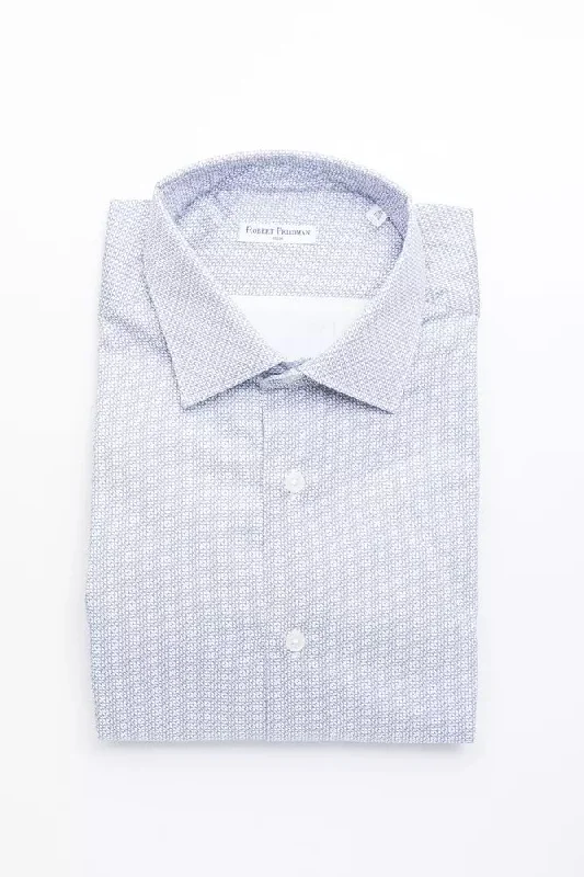 Men’s stylish plaid button-up shirt for work -Robert Friedman blue Cotton Men's Shirt