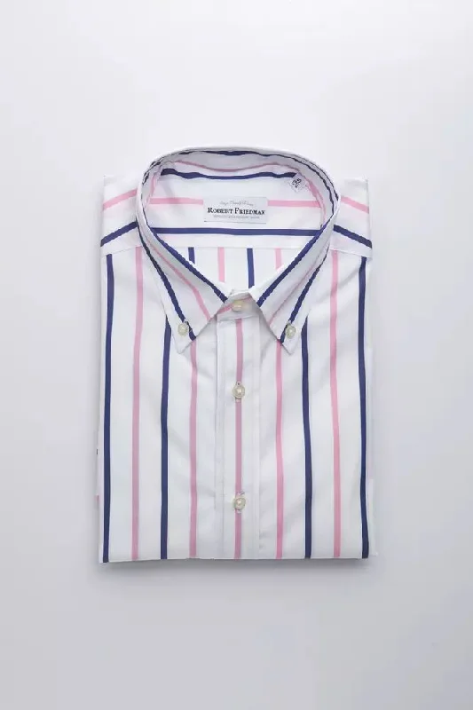 Men’s plaid button-up shirt with modern design -Robert Friedman  Cotton Men's Shirt