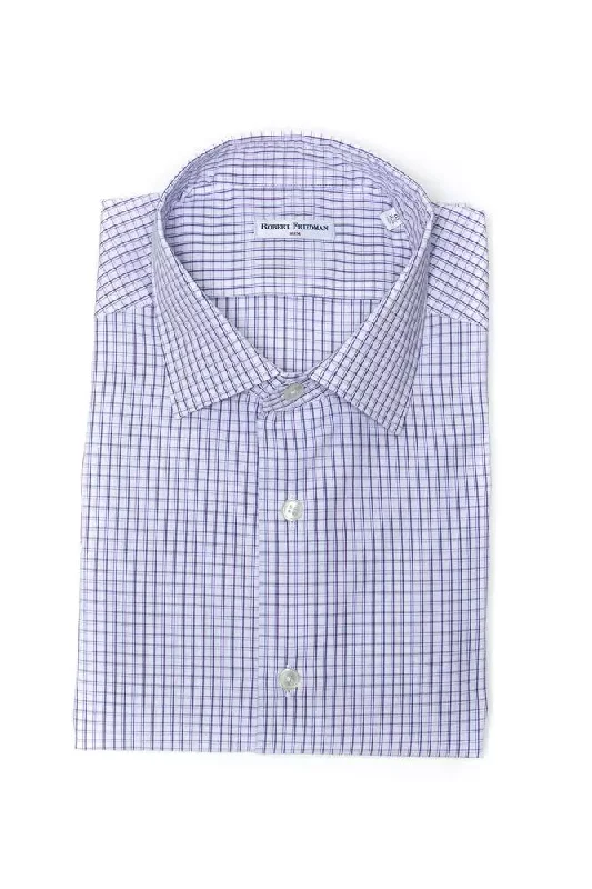 Men’s classic cotton plaid shirt for work -Robert Friedman  Cotton Men's Shirt