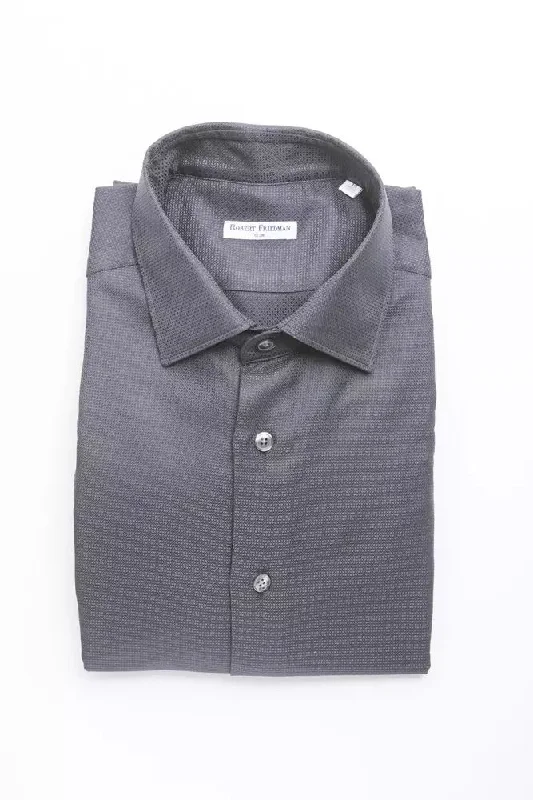 Men’s comfortable office plaid shirt for meetings -Robert Friedman  Cotton Men's Shirt