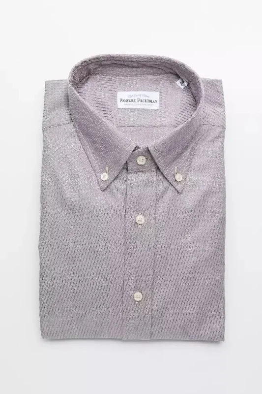 Men’s business plaid shirt with spread collar -Robert Friedman  Cotton Men's Shirt