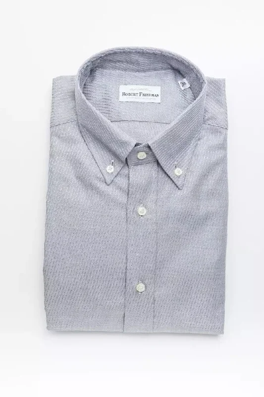 Men’s plaid button-up shirt for business work events -Robert Friedman  Cotton Men's Shirt