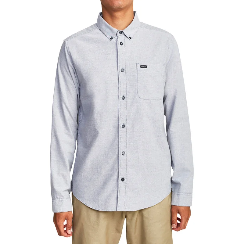 Men’s office plaid button-down shirt for meetings -RVCA That'll Do Stretch Long Sleeve Shirt - Pavement