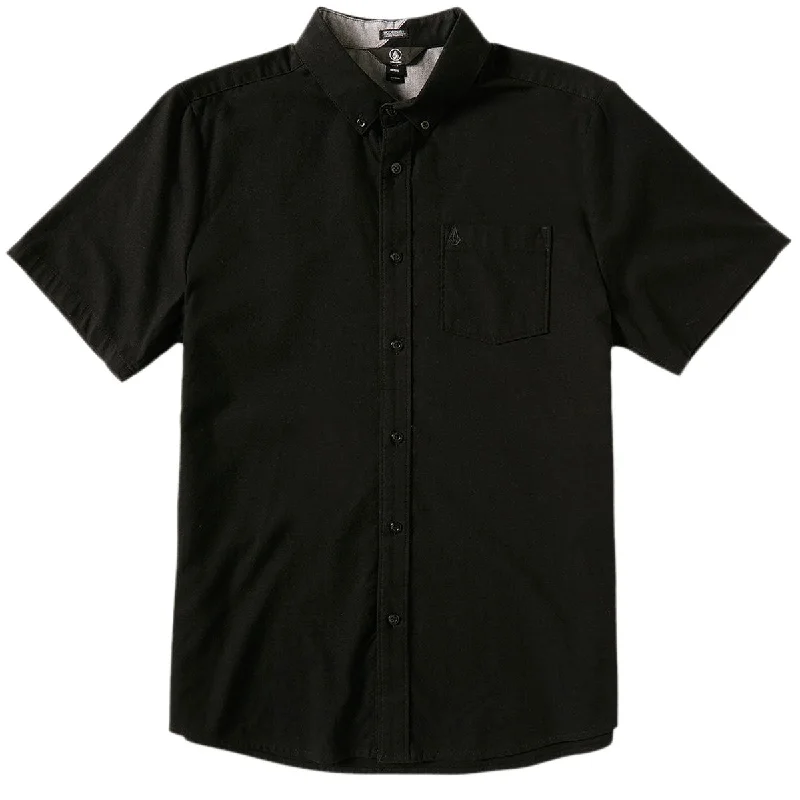 Men’s business-ready plaid shirt with button-down collar -Volcom Everett Oxford Shirt - Black