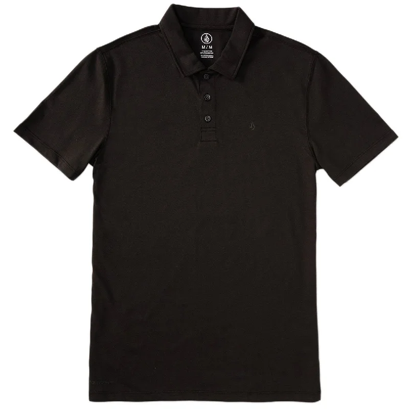 Men’s professional plaid shirt with button-up design -Volcom Hazard Pro Polo Shirt - Black